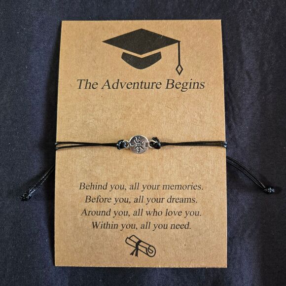 "The Adventure Begins" Graduation Inspirational Compass Bracelet Gifts - Picture 1 of 4